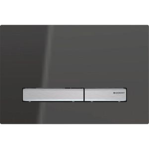 Geberit Sigma50 bedieningplaat, 2-toets spoeling frontbediening voor toilet 24.6x16.4cm spiegelend rookglas / chroom 115788SD2