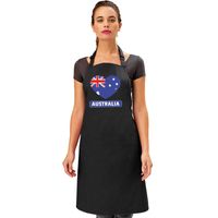 Australische vlag in hart keukenschort/ barbecueschort zwart heren en dames   -