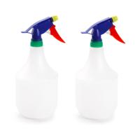 Plantenspuit met een inhoud van 1 liter - 2x - wit - blauwe verstuiver - 25 cm - kunststof
