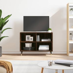 Tv-meubel 69,5x30x50 cm bewerkt hout bruineikenkleurig