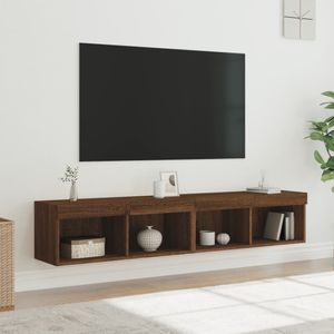 Tv-meubels met LED-verlichting 2 st 80x30x30 cm bruineikenkleur