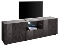Tv-meubel Kristal 181 cm breed in hoogglans antraciet - thumbnail