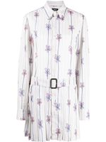 EGONlab. robe-chemise rayée à fleurs - Blanc