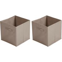 Opbergmand/kastmand Square Box - 4x - karton/kunststof - 29 liter - beige - 31 x 31 cm