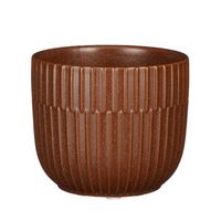 Plantenpot/bloempot keramiek mat bruin stripes patroon - D11/H9 cm