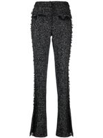 Genny pantalon frangé à taille haute - Noir