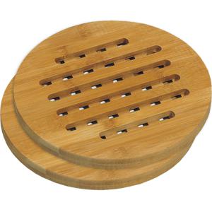 Ronde pannen onderzetter van bamboe - 2x - D19 cm - Onderzetter voor pan - Houten onderzetters