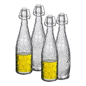 Alessandro Beugelfles/weckfles - 6x - gedecoreerd glas - transparant - luchtdicht - 1 liter