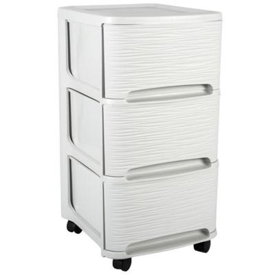 EDA Ladenkast organizer - wit - 3x lades - met wieltjes - L32 x B37 x H61 cm