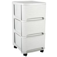 EDA Ladenkast organizer - wit - 3x lades - met wieltjes - L32 x B37 x H61 cm