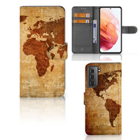 Samsung Galaxy S21 Flip Cover Wereldkaart
