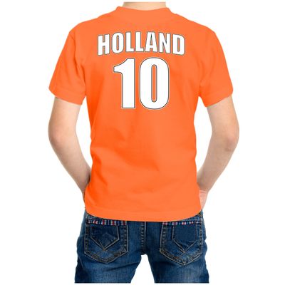 Oranje t-shirt met rugnummer 10 - Holland / Nederland fan shirt voor kinderen
