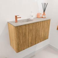 Toiletmeubel Mondiaz Joya Dlux | 70 cm | Meubelkleur Oak | Faye wastafel Opalo Wasbak Links | 1 kraangat