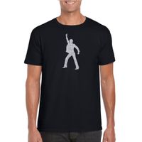 Zilveren disco t-shirt / kleding zwart voor heren