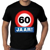 Grote maten stopbord / verkeersbord 60 jaar verjaardag t-shirt zwart voor heren