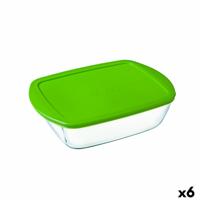 Rechthoekige lunchbox met deksel Pyrex Cook & Store Groen 1,1 L 23 x 15 x 7 cm Siliconen Glas (6 Stuks)