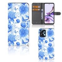 Hoesje voor Motorola Moto G13 | G23 Flowers Blue | Portemonnee hoesje