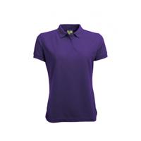 Dames basic poloshirt - paars - korte mouw - getailleerd - katoen - thumbnail