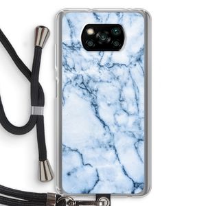 Blauw marmer: Xiaomi Poco X3 Pro Transparant Hoesje met koord