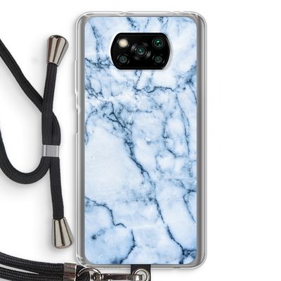 Blauw marmer: Xiaomi Poco X3 Pro Transparant Hoesje met koord