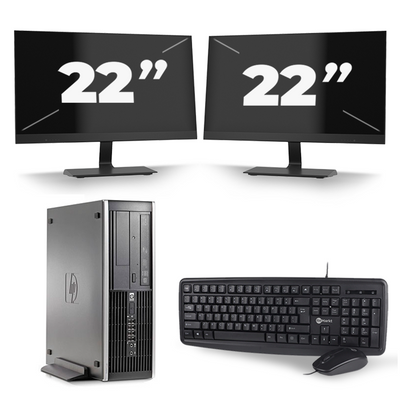 HP Compaq 6200 Pro SFF - Intel Core i3-2e Generatie - 8GB RAM - 256GB SSD - Windows 10 + 2x 22 inch Monitor