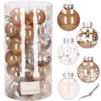 Kerstballen 30 Stuks 6 cm Transparant/Goud