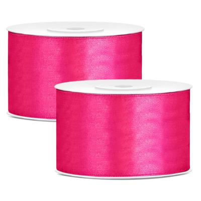 Hobby Sierlint satijn - 2x - Roze - 25 meter - cadeaulint - satijnlint/sierlinten