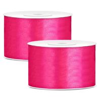 Hobby Sierlint satijn - 2x - Roze - 25 meter - cadeaulint - satijnlint/sierlinten