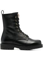 TWINSET bottines en cuir à plaque logo - Noir