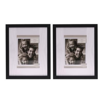 Fotolijstje Paris - 2x - 20 x 25 cm - zwart - met passe partout - 13 x 18 cm - hout