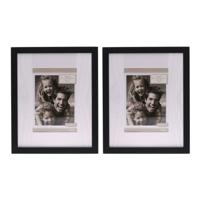 Fotolijstje Paris - 2x - 20 x 25 cm - zwart - met passe partout - 13 x 18 cm - hout