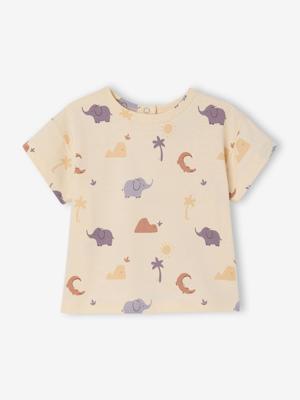 T-shirt baby jongen met print vanille