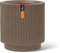 Capi nature groove nl cilinder vaas 36x38 cm warme taupe