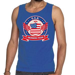 Blauw USA drinking team tanktop / mouwloos shirt heren