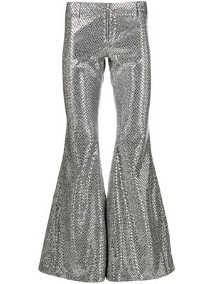 ERL pantalon évasé brodé de sequins - Argent