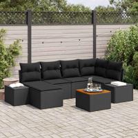 Tuinbankenset met kussen 7 pcs Zwart poly rattan