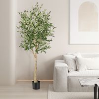 2 Kunstmatige Olijfbomen met 1296 Bladeren & 72 Vruchten Olijfplanten 182 cm