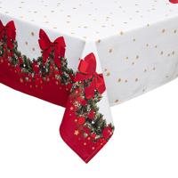 Feeric Christmas Kerst tafelkleed - rood/wit - 240 x 140 cm - katoen - tafellaken