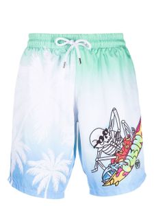 Philipp Plein short de bain à imprimé graphique - Bleu