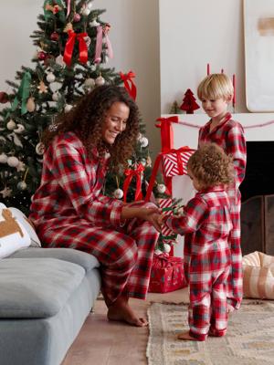 Flanellen damespyjama capsule Kerstmis rood, geruit