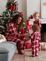 Flanellen damespyjama capsule Kerstmis rood, geruit