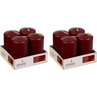 8x Bordeaux rode woondecoratie kaarsen 5 x 8 cm 12 branduren - thumbnail