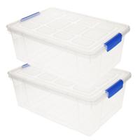 Plasticforte Opbergbox met deksel - 4x stuks - 9 liter - transparant - kunststof