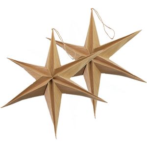 Stern Fabrik decoratie kerststerren- 2x -bruin -29 cm - eco -papier - Kerststerren