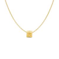 Minimalistische letter ketting cube - 14K GOUD - Goud - S