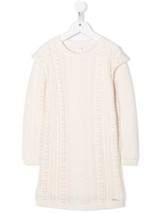 Chloé Kids robe mi-longue en maille ajourée - Blanc