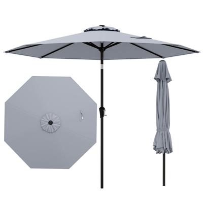 270 cm Grote Terrasparasol Kantelbare Marktscherm met Zwengel Zonbestendige Tafelparasol Parasol voor Tuin Strand Grijs