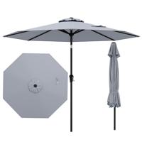 270 cm Grote Terrasparasol Kantelbare Marktscherm met Zwengel Zonbestendige Tafelparasol Parasol voor Tuin Strand Grijs