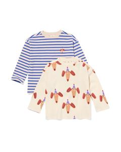 HEMA Baby T-shirts Rib Honden - 2 Stuks Blauw (blauw)