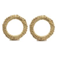 Decoratie krans van stro - Set van 2x stuks - D40 x 6,5 cm - DIY kransen maken - kerst deurkrans/ker